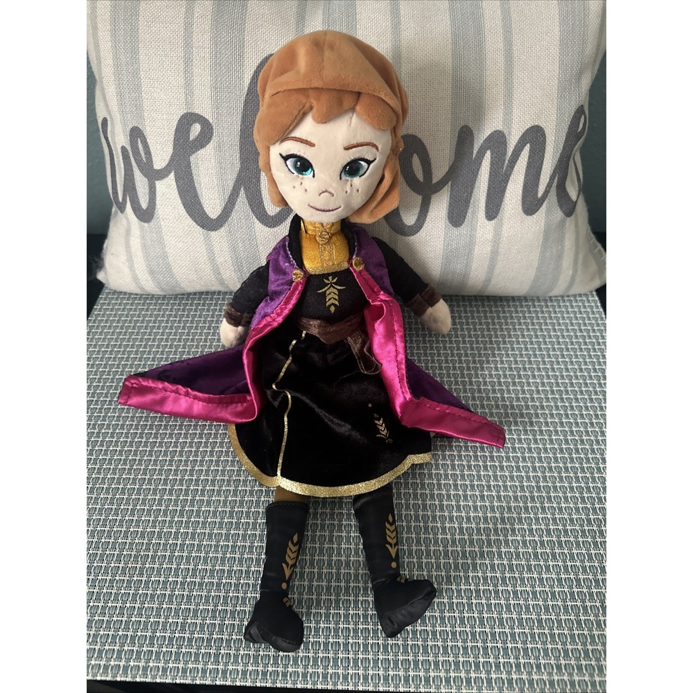 Ty Disney Anna Plush Doll Brown Hair Purple Cape Black Outfit